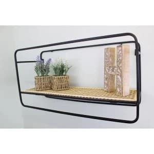 Large Wall Hanging Shelf Unit in Metal Weave Effect