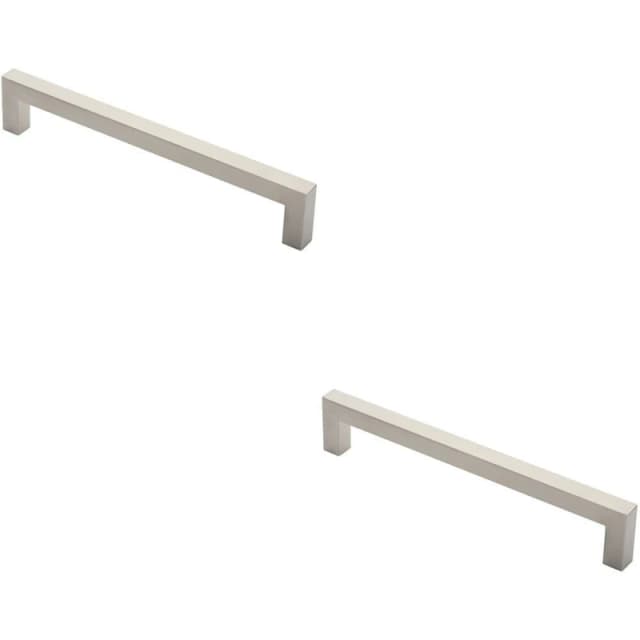 Loops 2x Square Mitred Door Pull Handle 319 x 19mm 300mm Fixing Centres Satin Steel Metallics unisex