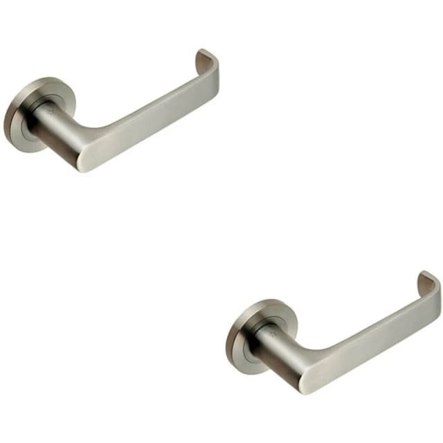 Loops 2x PAIR Straight Bold Faced Safety Handle Concealed Fix Round Rose Satin Steel Metallics