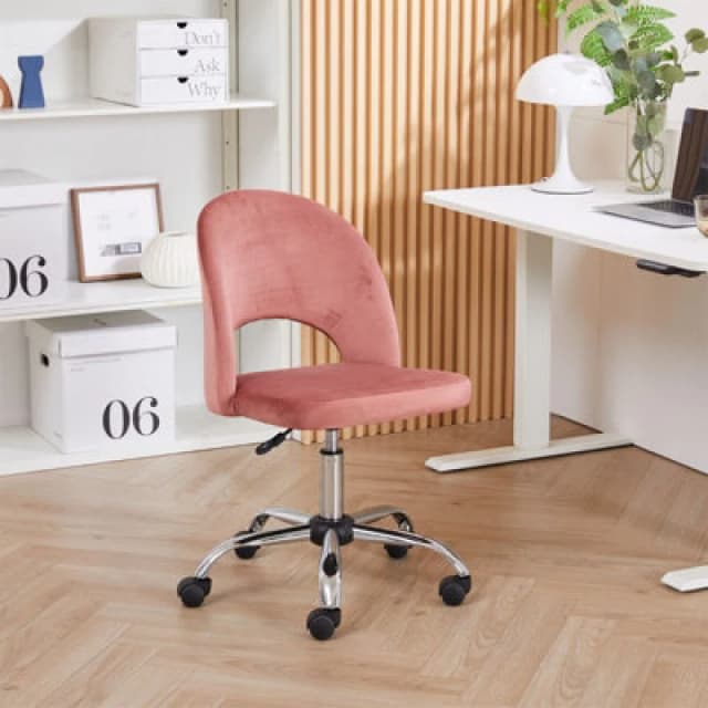 Office Chair, Padded Armless Mid Back Swivel Desk Chair With Chrome Base, 150Kg Load - 1Pcs