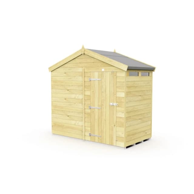 Buttercup Farm 8 x 4 Feet Apex Security Shed - Single Door - L127 x W231 x H217cm in Brown Brown Unisex