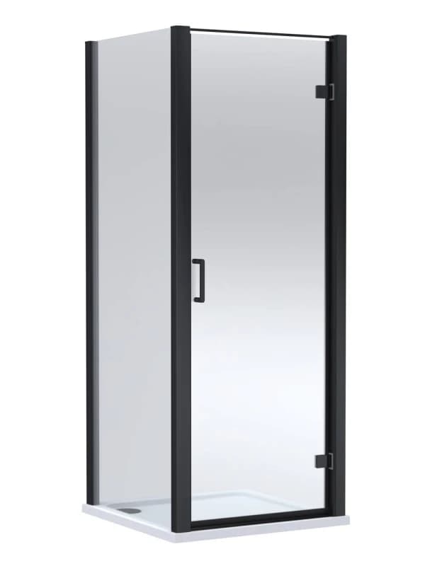 Balterley Hinged Shower Door & Slip Resistant Tray: 900x900mm Matt Black/White in Black Unisex