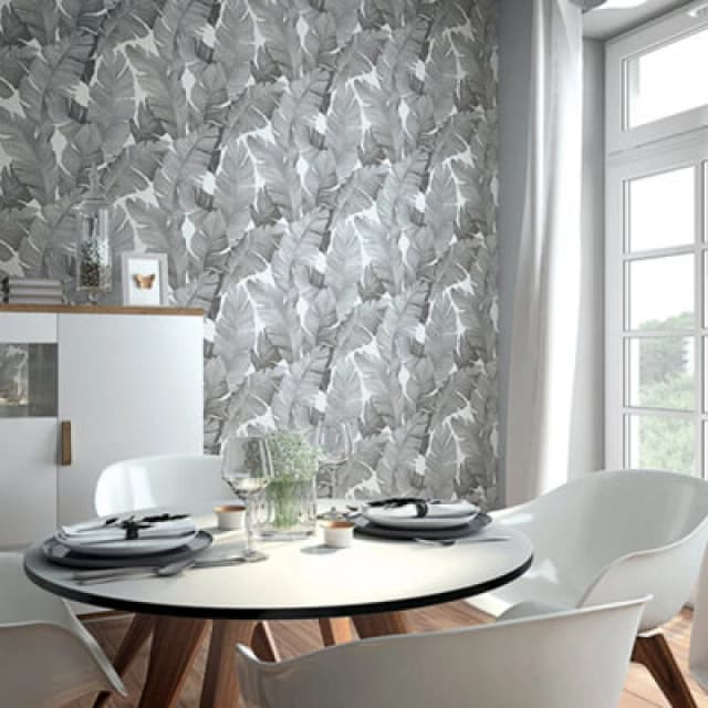 Galerie The New Design Book Black/silver Palm Leaf Wallpaper Roll