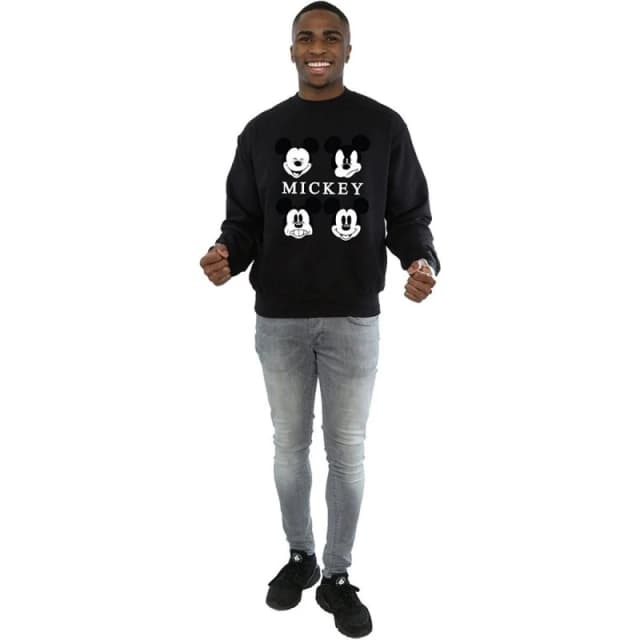 Disney Men Four Heads Mickey Mouse Cotton Sweatshirt in Black Size: Small Black S Male 5063377446494