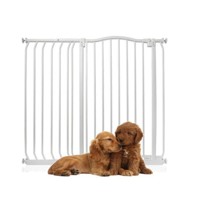 Bettacare Extra Tall Curved Top Dog Gate, 107Cm - 116Cm, Matt White, Extra Tall 100Cm In Height, Pressure Fit Pet Gate