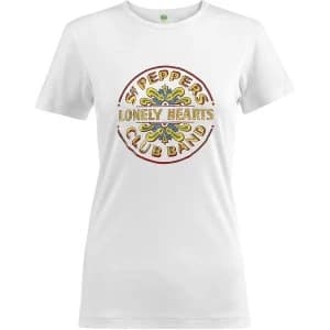 The Beatles - Sgt Pepper Drum Colour Womens Large T-Shirt - White