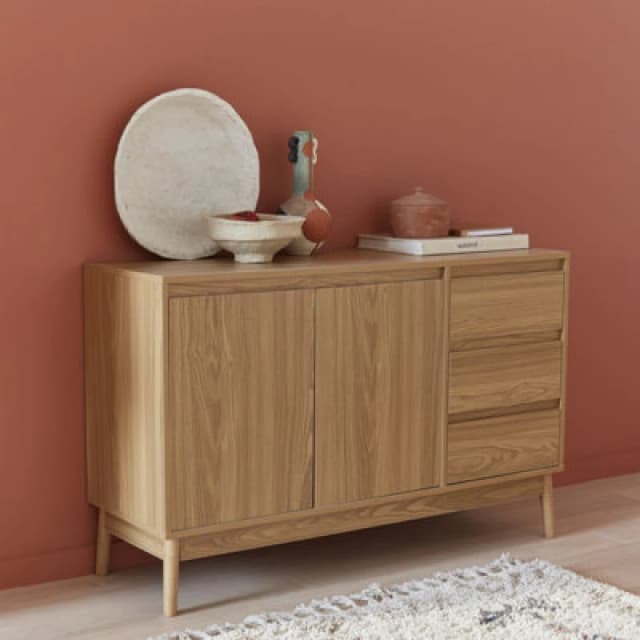 sweeek 120cm Sideboard With Wood-effect And 2 Doors Light Brown