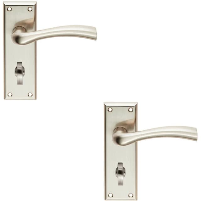Loops 2x Chunky Curved Tapered Handle on Bathroom Backplate 150 x 50mm Satin Nickel Metallics
