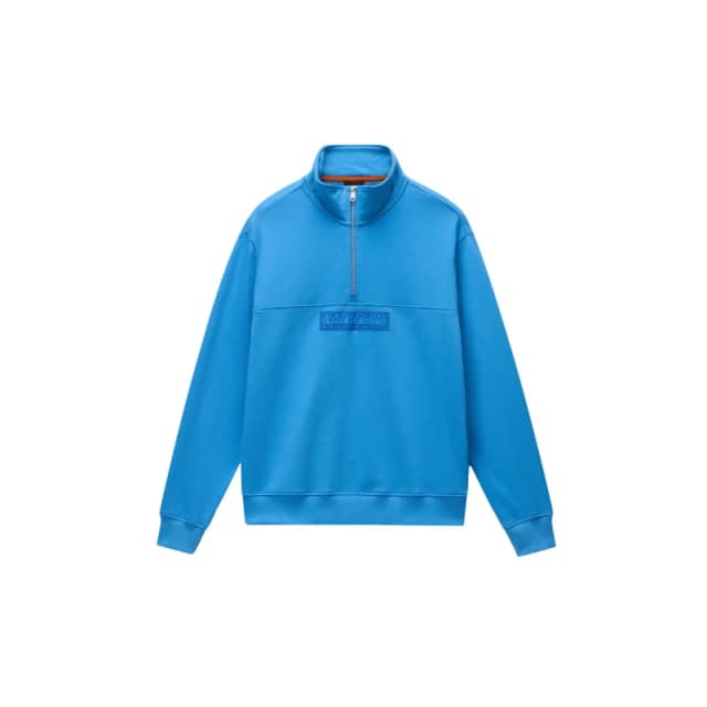 Half Zip Sweatshirt in French Terry Napapijri Box Logo Bleu Male S
