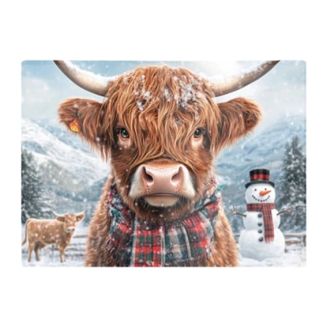 Warren Reed Designer Snowy Highland Cow Chopping Board