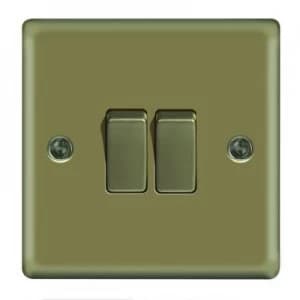 Wickes 10A Light Switch 2 Gang 2 Way Pearl Nickel Raised Plate