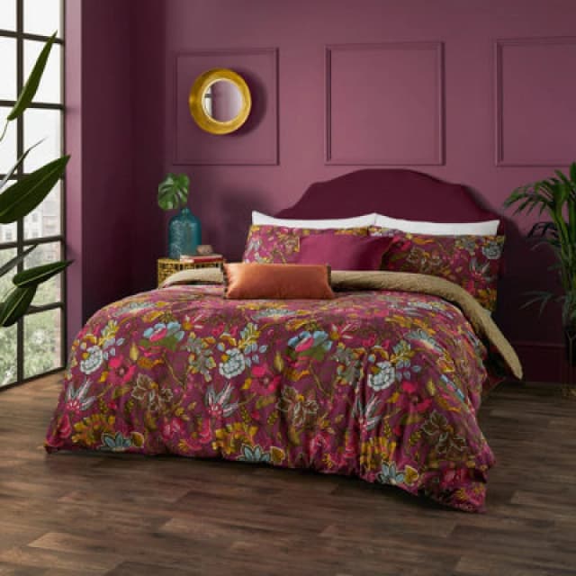 Viranai Exotic Floral Duvet Cover Set Cerise, Cerise / Super King