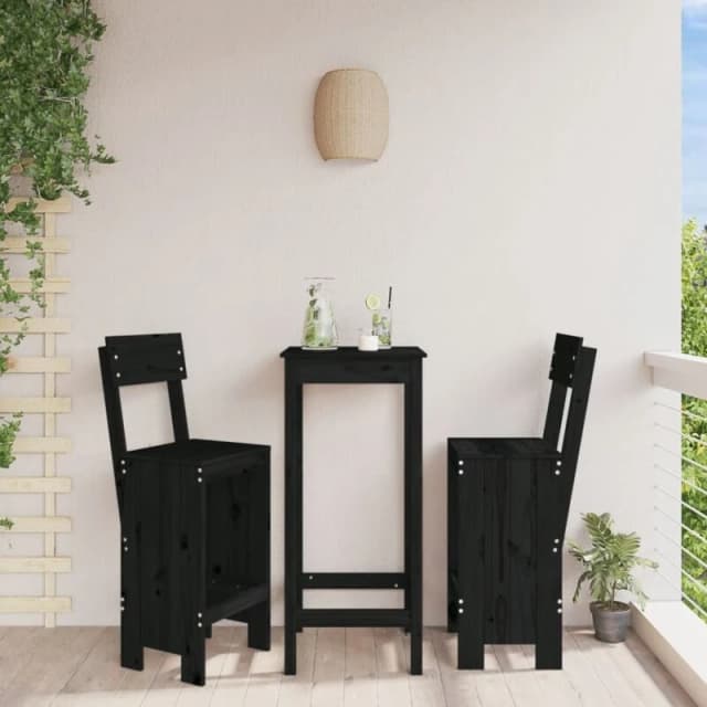 vidaXL Bar Stools 2 pcs Black 40x48.5x115.5cm Solid Wood Pine, Black 825363