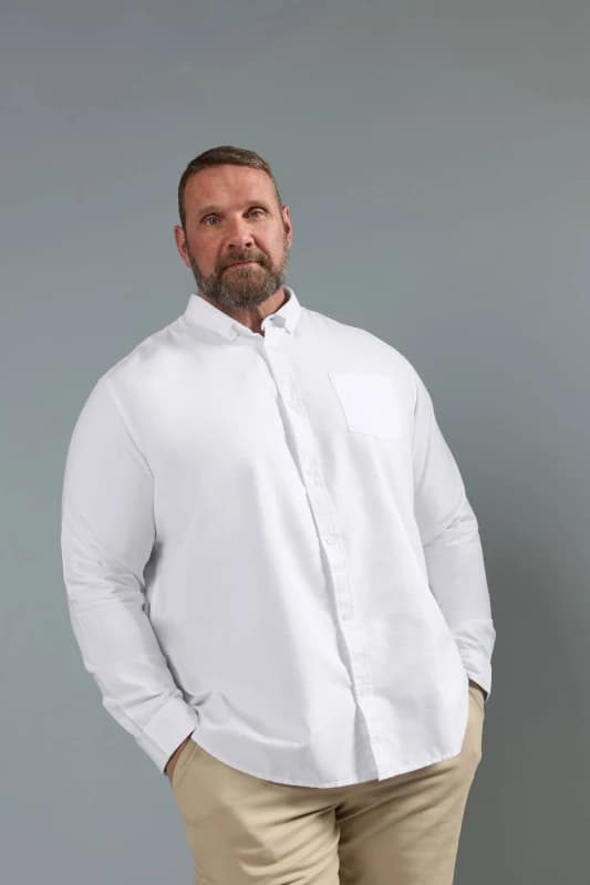 BadRhino Premium Long Sleeve Oxford Cotton Shirt White