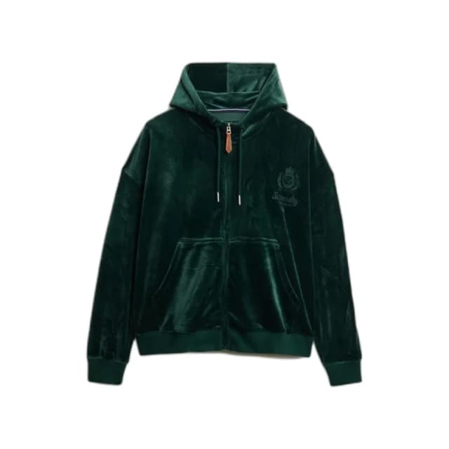 Superdry Womens zip-up velvet hoodie Superdry Country Club Vert Female XL