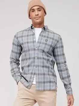 Lyle & Scott Lyle & Scott Button Down Check Long Sleeve Shirt, Grey, Size S, Men