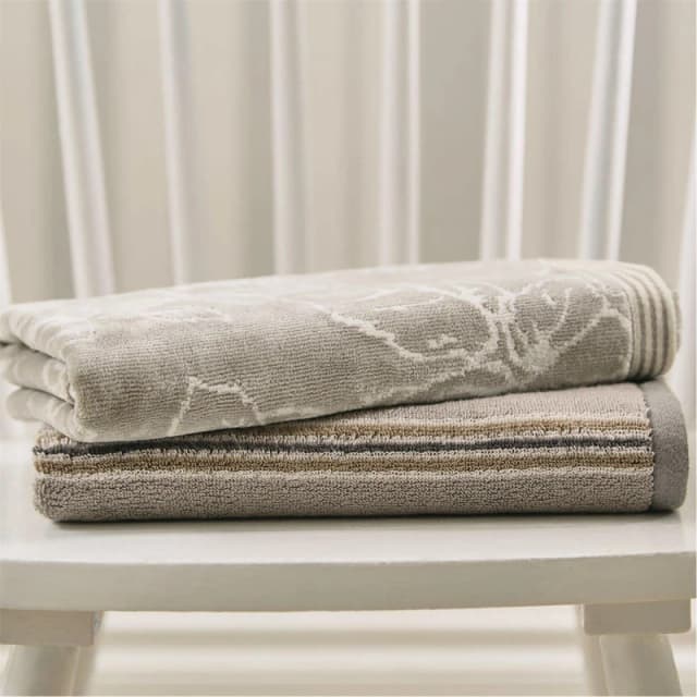 Sanderson 'Brecon Stripe' Cotton Towels Silver
