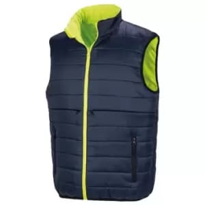 Result Safeguard Mens Reversible Soft Padded Safety Gilet (L) (Fluorescent Yellow/Navy)