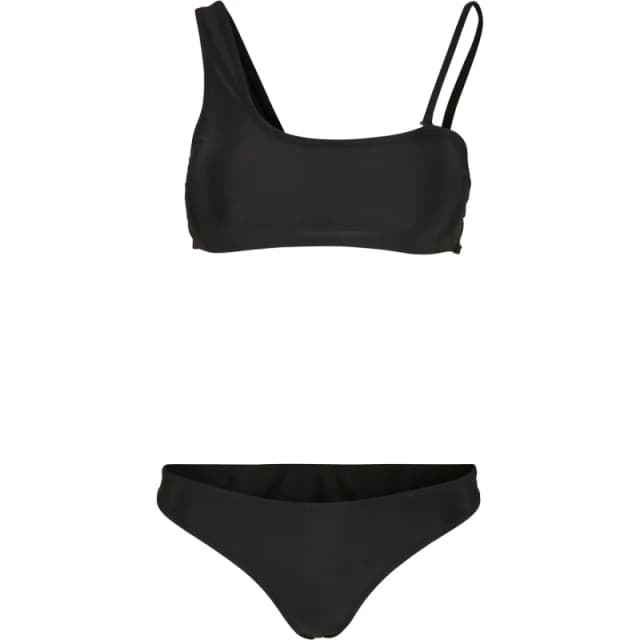 Urban Classics Womens Bikini: Urban Classics Recycled Asymmetric Top Noir Female XS