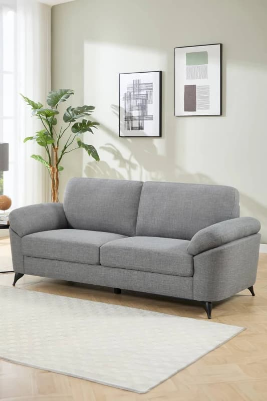 More4Homes Malmo 3 Seater Sofa Modern Scandi Style Fabric Living Room Sofa (Grey)