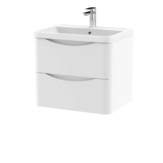 Balterley Wall Hung 2 Drawer Vanity Basin Unit Polymarble Basin White 600mm White
