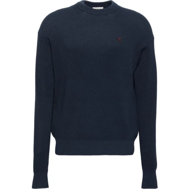 Calvin Klein Jeans Mens CKJ Waffle Crew Neck Jumper Dark Sapphire male S