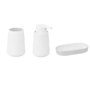 3 Piece Bathroom Accessory Set - Cotton White
