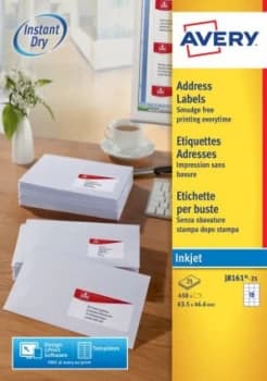 Avery Inkjet Add Label 63.5x46.6mm J8161-25 18 p/sheet PK450