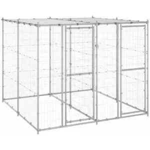 Vidaxl - Outdoor Dog Kennel Galvanised Steel with Roof 4.84 m² Silver