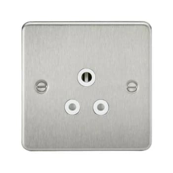 Flat Plate 5A unswitched socket - brushed chrome with white insert - Knightsbridge