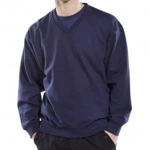 Click Workwear Sweatshirt V Neck Polycotton 300gsm 2XL Navy Blue Ref