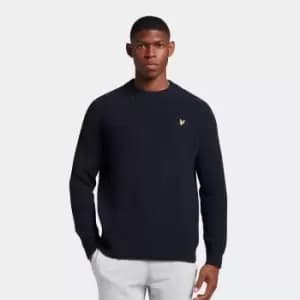 Mens Shaker Stitch Mock Neck Jumper - Dark Navy - L