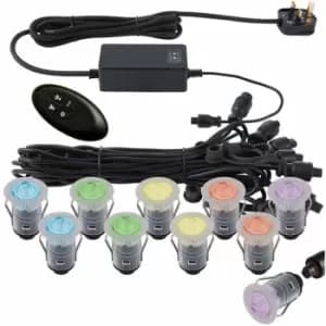 IP67 Decking Plinth Light Kit 10x 45mm rgb Colour Changing Lamps Outdoor Rated
