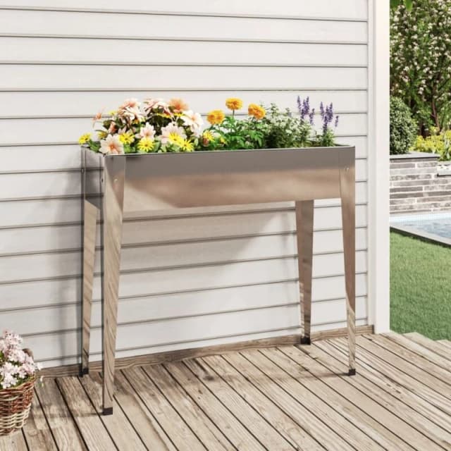 vidaXL Garden Planter 100.5x40.5x90cm Galvanised Steel, Silver 152262