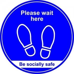 400mm Floor Graphic wait here - Blue