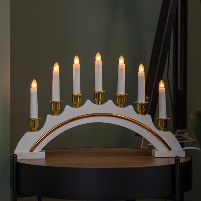 42cm Light up Christmas Candle Bridge in White with 7 Bulbs