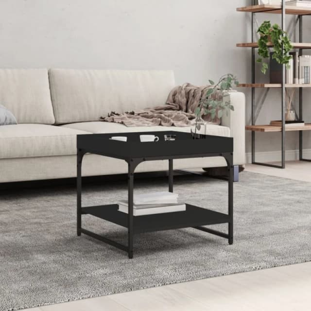 VIDAXL Coffee Table Black 49.5x49.5x45cm Engineered Wood Vidaxl 8720845941079