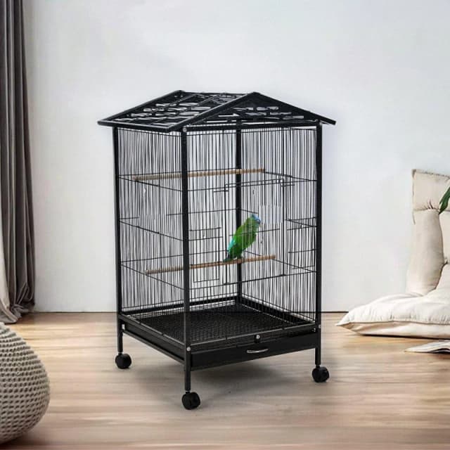 KIDKID PET Open Play Top Metal Pet Bird Cage with Casters Black unisex One size