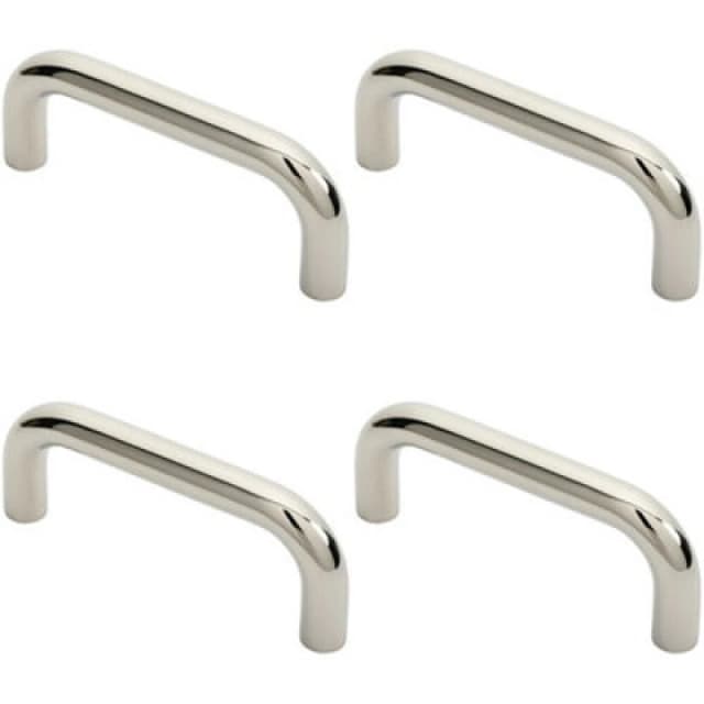 Loops 4x Round D Bar Pull Handle 169 x 19mm 150mm Fixing Centres Bright Steel Metallics unisex