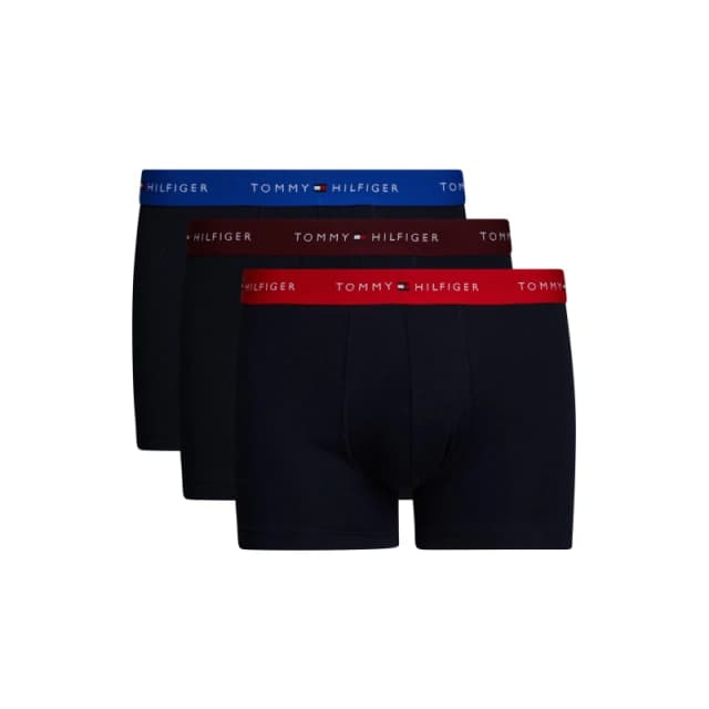 Tommy Hilfiger 3 Pack Signature Cotton Essentials Trunks Navy (Blue/Crimson/Rouge) M