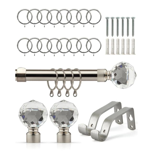 Emma Barclay Emma Barclay Crystal - Extendable Curtain Pole with rings - Grey 1.2 - 2.1m Unisex