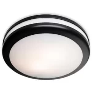 Style Resin Flush Ceiling Fitting Black with White Polycarbonate Diffuser IP54 - Firstlight