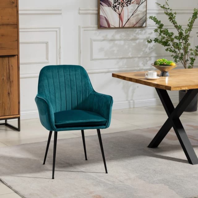 Artemis Home Carrara Velvet Dining Chairs - Set of 2 in Teal Teal Unisex