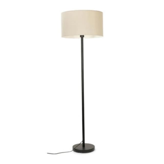 ValueLights Charlie Black Floor Lamp Large Natural Shade Black