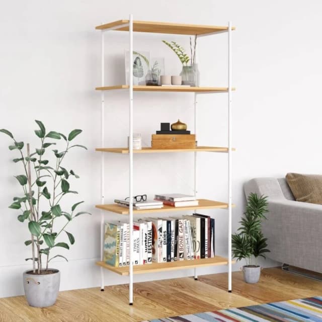 VIDAXL 5-Tier Shelving Unit White and Oak 80x40x163cm vidaXL 8720286563045
