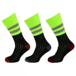 Mens High-Viz Work Socks (3 Pairs) (UK 6-11 (EUR 39-45)) (High Vis Assorted)