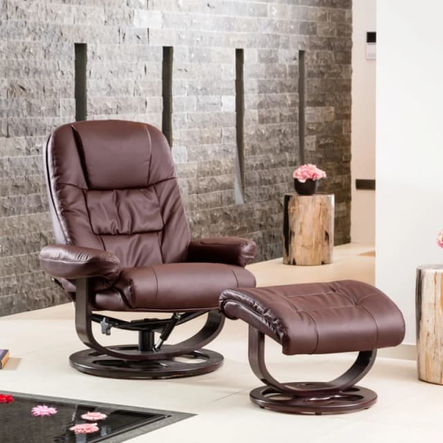 Artemis Home Burdell Swivel Recliner with Massage & Heat in Burgundy Burgundy Unisex