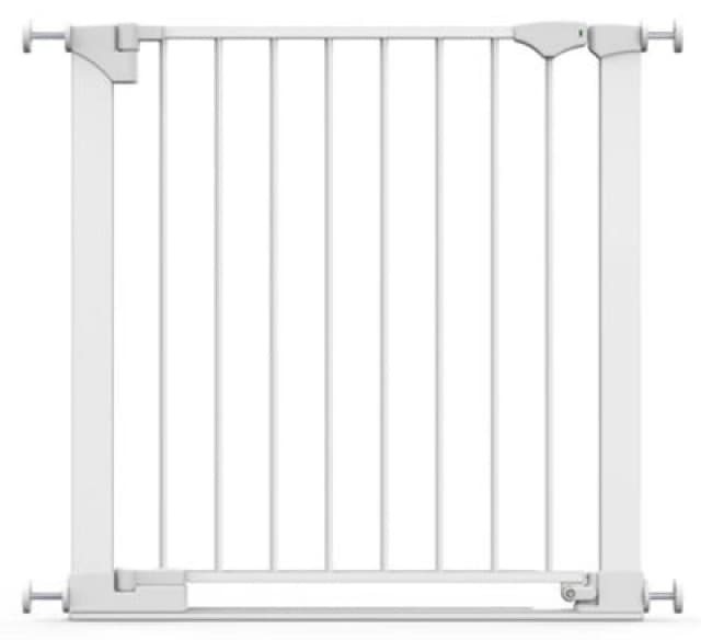 Safetots Safestep Gate, White, 75Cm - 82Cm, Extra Low Walkthrough, Pressure Fit Safety Gate, Baby Gate For Stairs And Doors