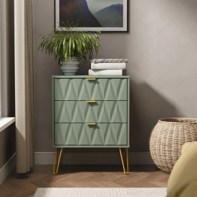 Ready Assembled 2 U Dallas 3 Drawer Chest (Ready Assembled) in Pale Green Pale Green Unisex