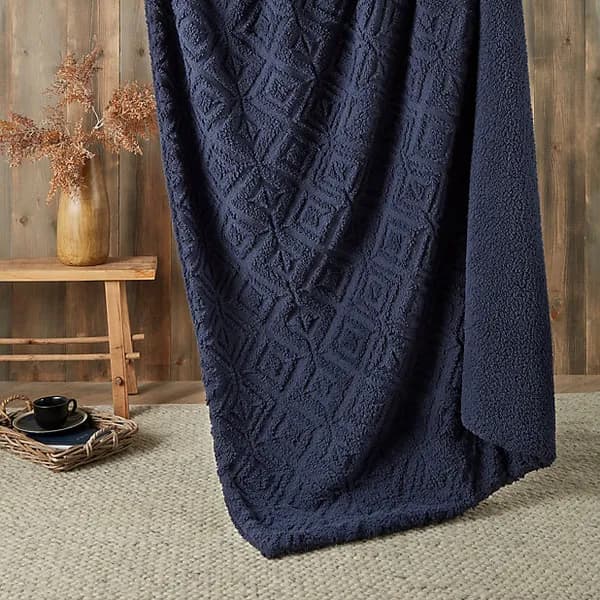 Fusion Romo Fleece Throw 130cm x 180cm Navy (Blue)